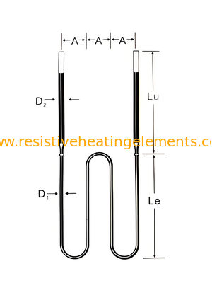 Elementos de aquecimento em forma de W MoSi2 220V 380V Moly Disilicide para fornos a vácuo